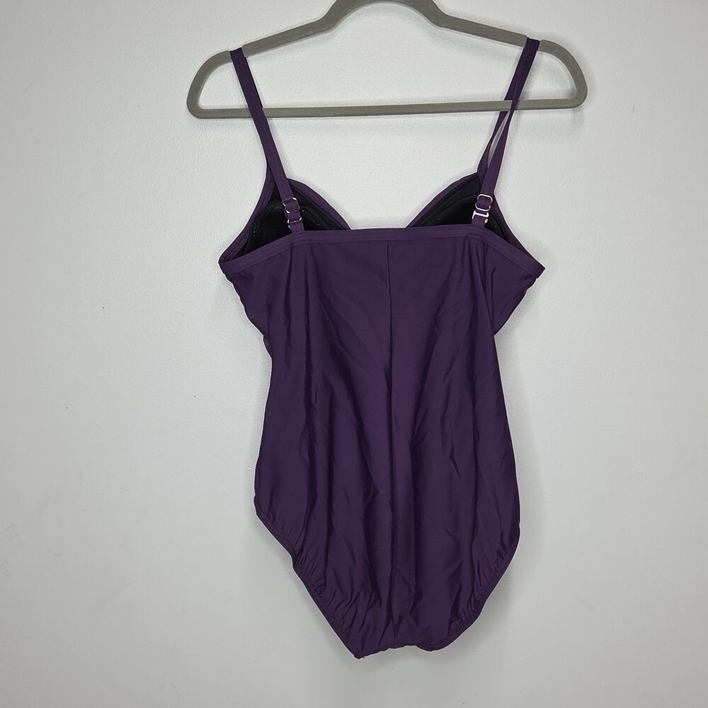 Miraclesuit Sanibel One Piece Swimsuit Womens Size 12 P Purple Ruched Wrap - Picture 4 of 8